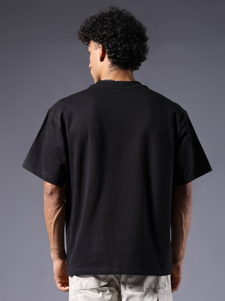Men Premium Oversized Terry T-shirt with Panther Embroidery