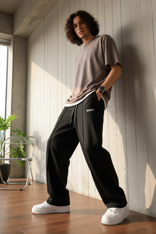 Black Wildlyf baggy lowers with new background and model