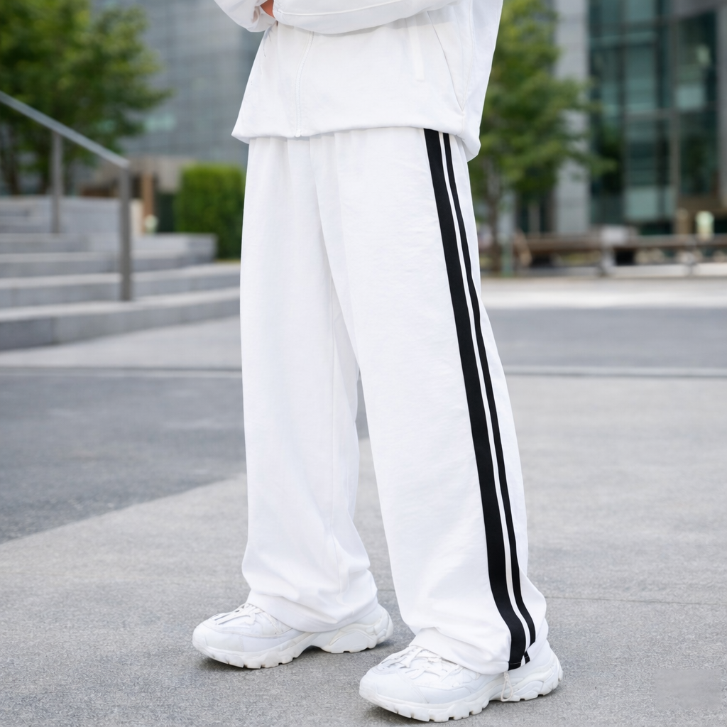 Parachute pants primary White colour