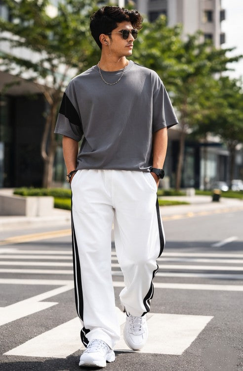 Parachute pants primary White colour