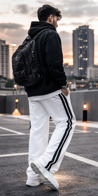 Parachute pants primary White colour