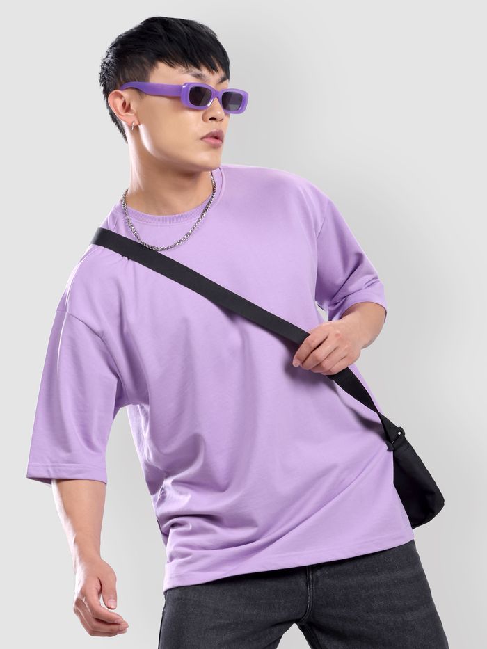 Lilac Plain Oversized T-shirt