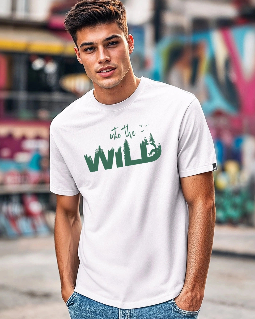 Regular fit White Tshirt with wildlyf signature style