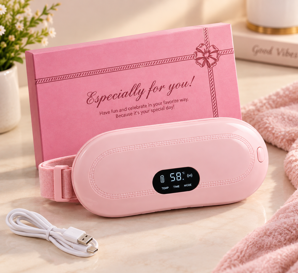 WILDLYF Electric Heated Waist Belt – for Period Cramps & Back Pain Relief