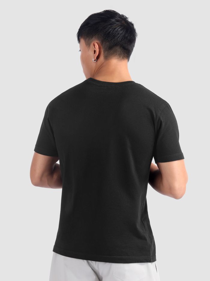 Black regular fit printed T-shirt